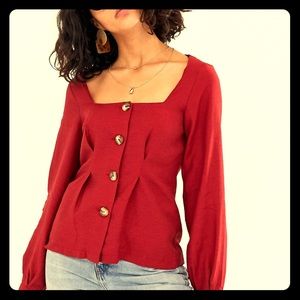 Red ASOS button front  blouse